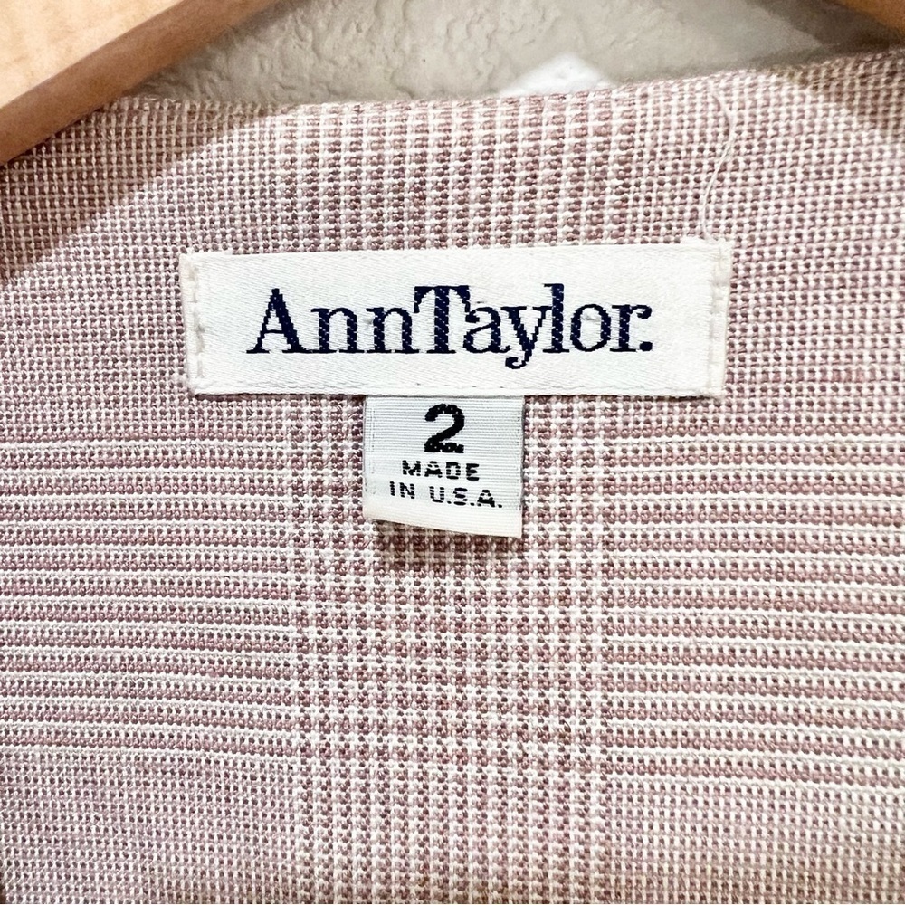Vintage Ann Taylor Blazer Jacket Beige Long Lined Linen Blend Made In USA Sz 2 - Picture 3 of 13